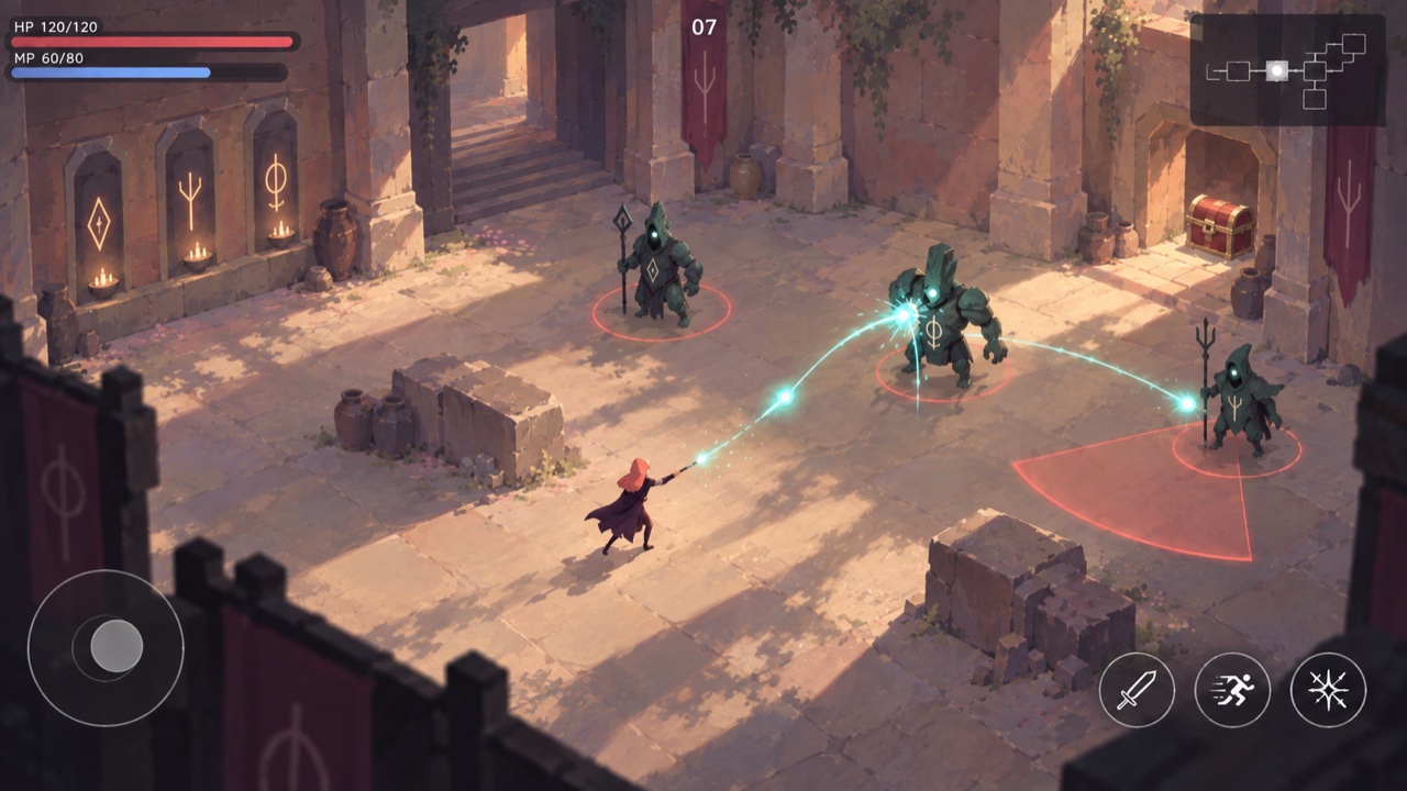 Combat room style frame with mobile UI mockup