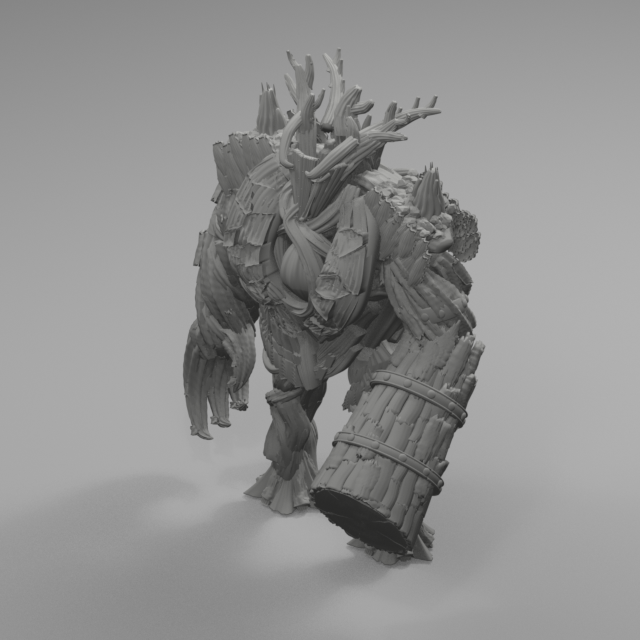 Ancient Root boss — high-poly white model